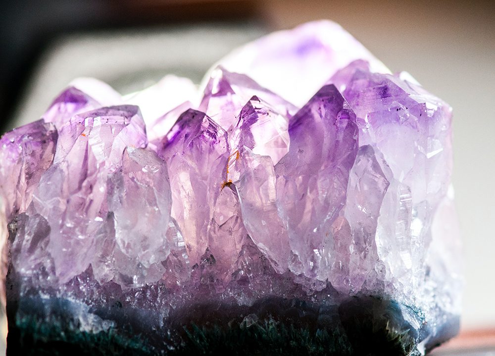 A close up of the amethyst crystal.