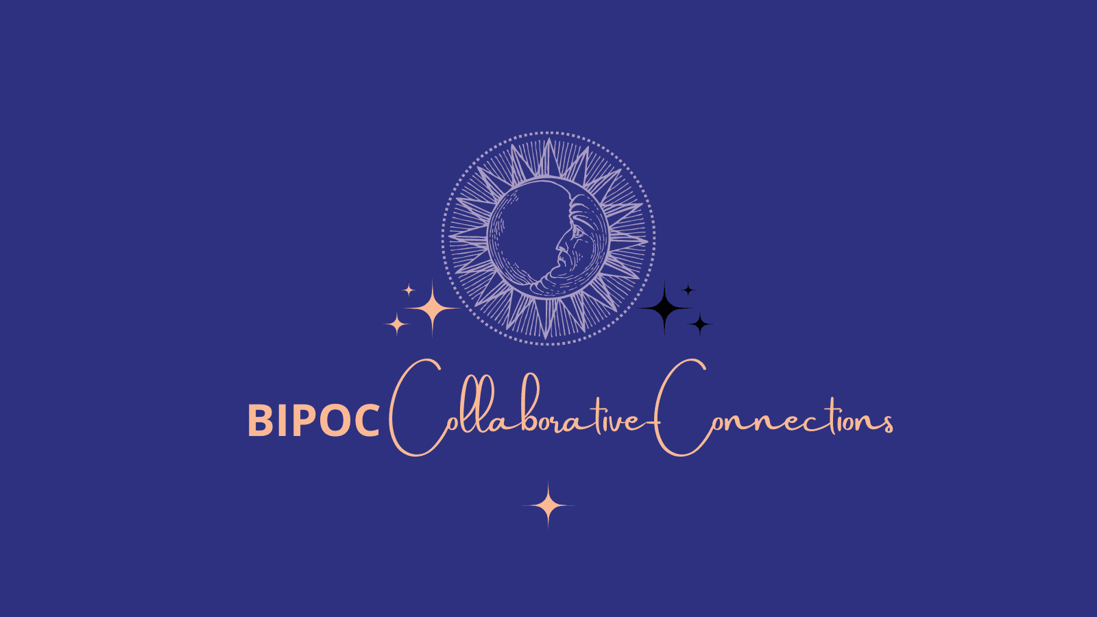 A blue background with the words bipoc collaborative connection written in gold.